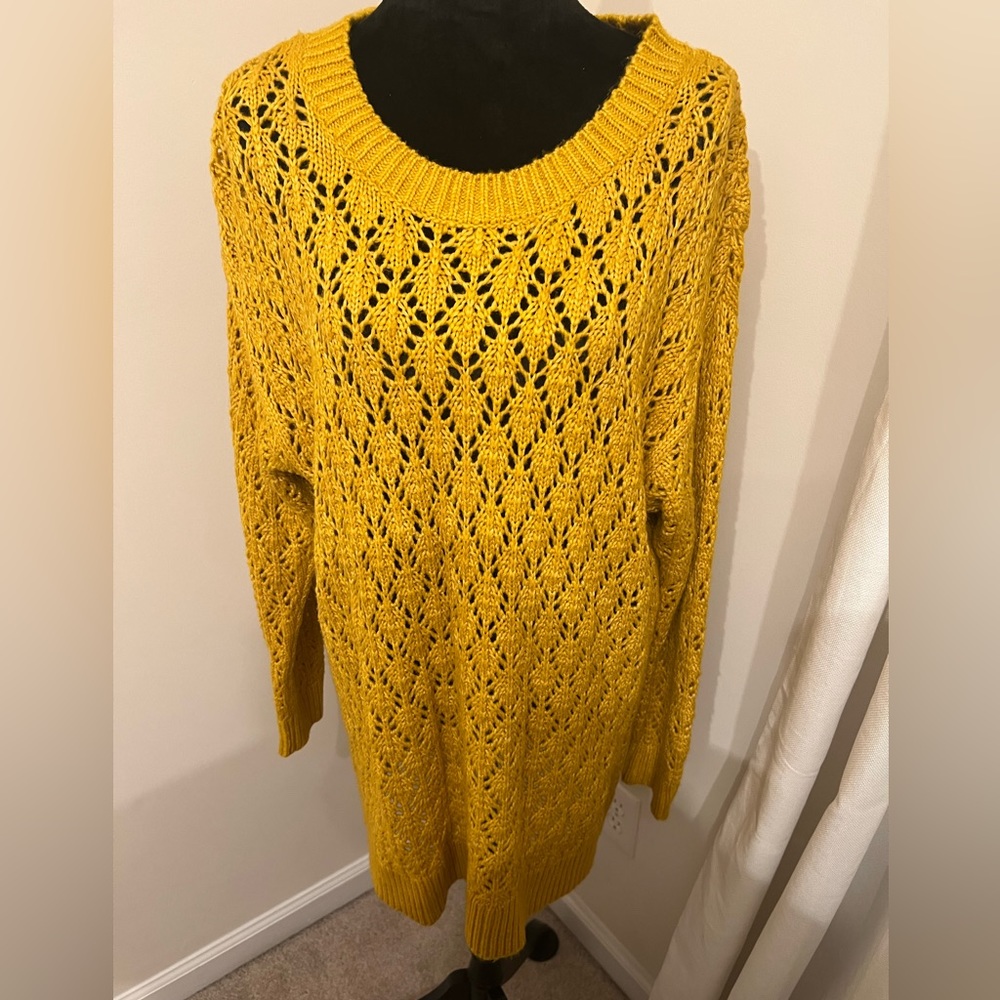 Brand New With Tags!  Lane Bryant Crochet Sweater, Yellow, Size 18/20